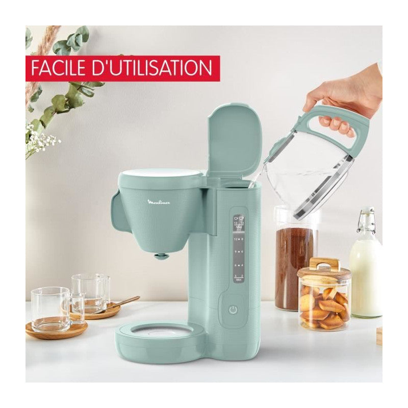 Cafetiere Filtre 1.25l, Réservoir Frontal, Porte-filtre Pivotant, Systeme Anti-gouttes, Maintien Au Chaud, Morning Fg2 Moulinex