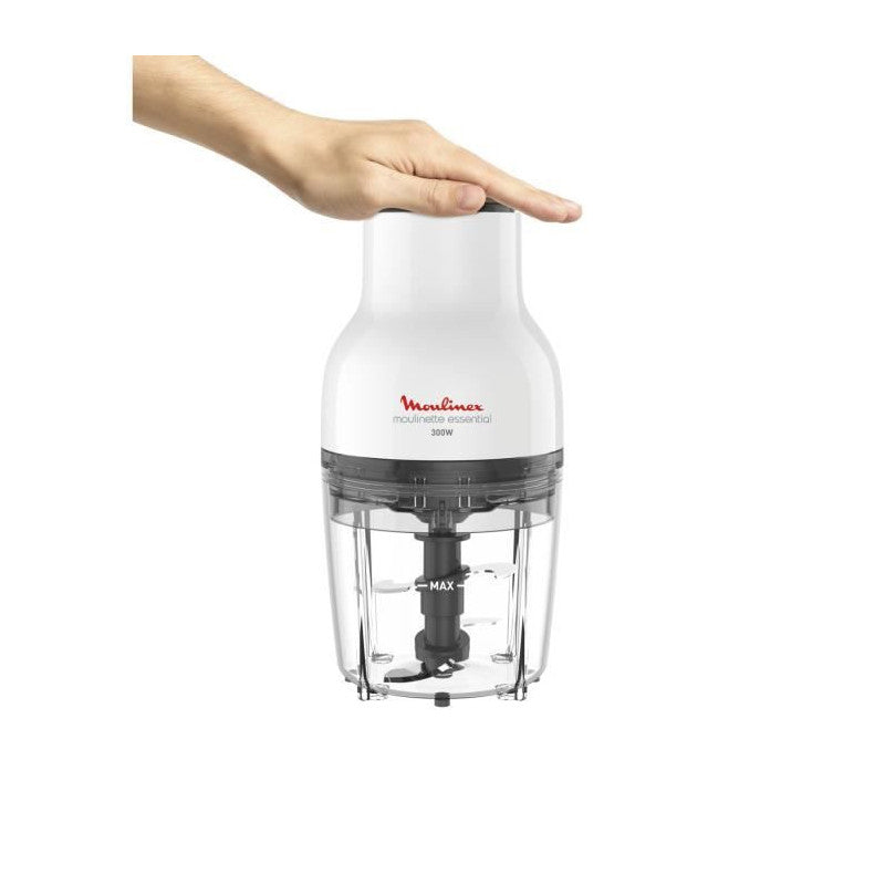 Moulinex Dj520110 Moulinette Essential, Hachoir 300 W, Bol 400 Ml, 4 Lames En Acier Inoxydable, Mini Mixeur Viande, Decoupe Legu Seb