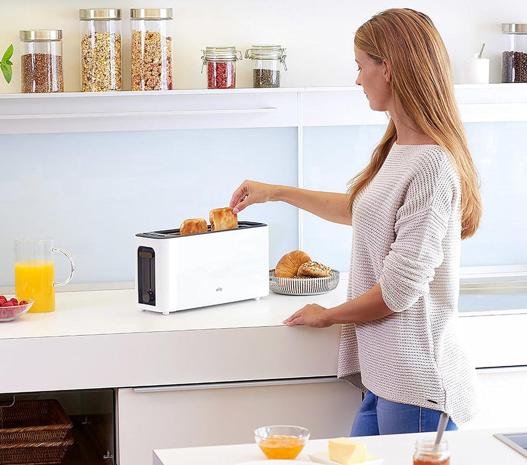 grille pain avec 1 longue fente 1000W blanc Braun
