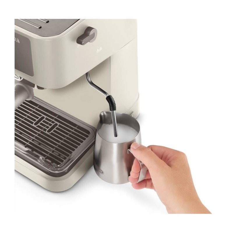Machine A Expresso -   - Stilosa Ec235.cr - Solo Pompe - Bouilloire Inox - Compatible Ese - Buse Vapeur - Finition Creme Delonghi