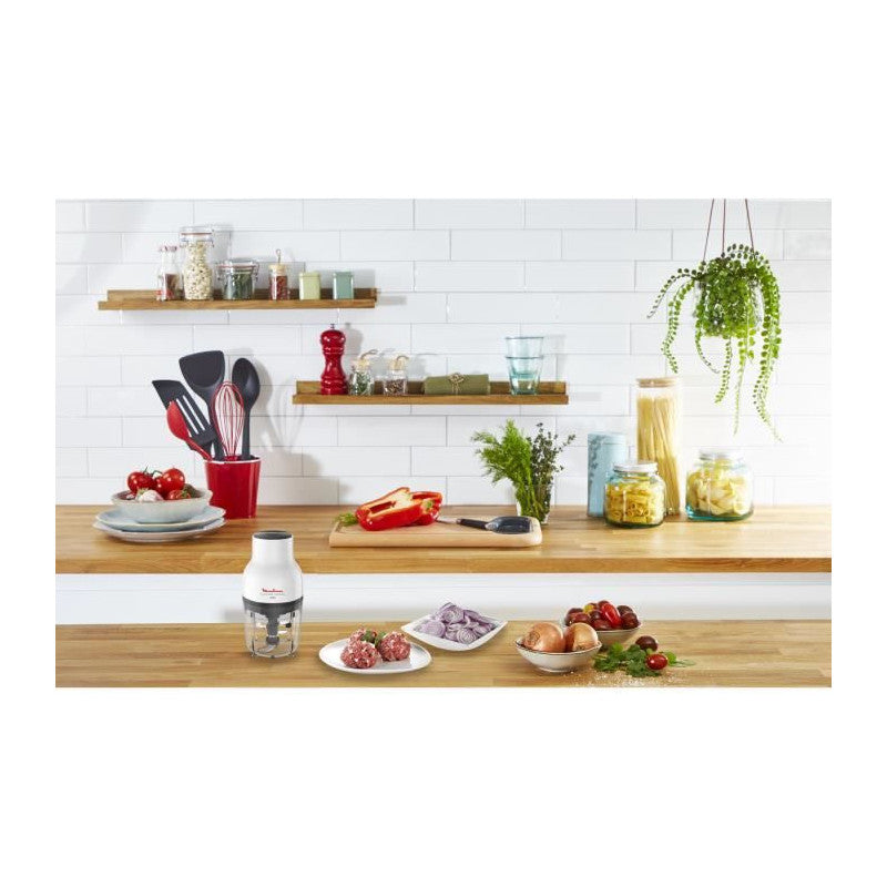 Moulinex Dj520110 Moulinette Essential, Hachoir 300 W, Bol 400 Ml, 4 Lames En Acier Inoxydable, Mini Mixeur Viande, Decoupe Legu Seb