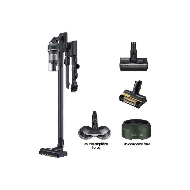 Aspirateur Balai   Pack Jet 85 Pet Vert + Double Serpilliere Spray + 2eme Filtre A Particules Fines Samsung