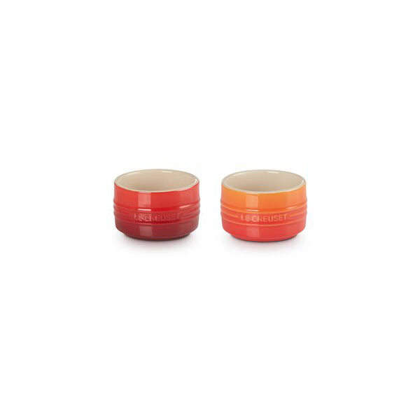Set de 2 ramequins empilables 200 ml céramique cerise et volcanique Le Creuset