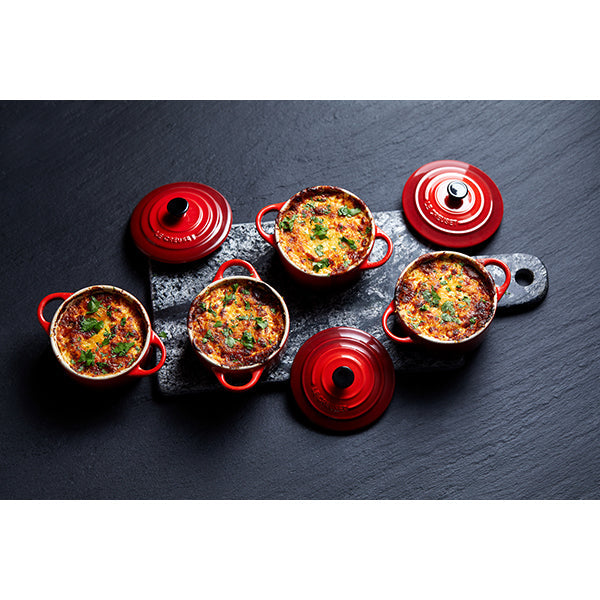 Set 4 mini-cocottes céramique 10 cm Cerise Le Creuset