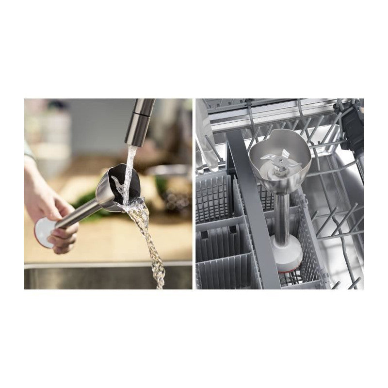 Mixeur Plongeant 600 W - Quattroblade - Vit. Dynamique - Mixeur Inox - Hachoir - Fouet - Bol Doseur - Blanc - Bsh Bosch