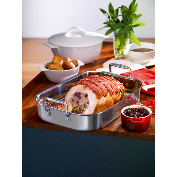 Plat à rôtir rectangulaire inox 35 cm Le Creuset