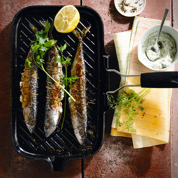 Gril rectangulaire en fonte émaillée 36 x 20 cm avec poignée Le Creuset