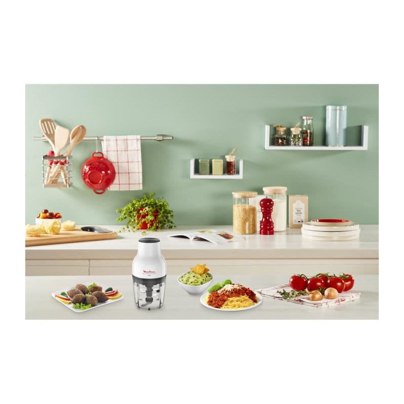 Moulinex Dj520110 Moulinette Essential, Hachoir 300 W, Bol 400 Ml, 4 Lames En Acier Inoxydable, Mini Mixeur Viande, Decoupe Legu Seb