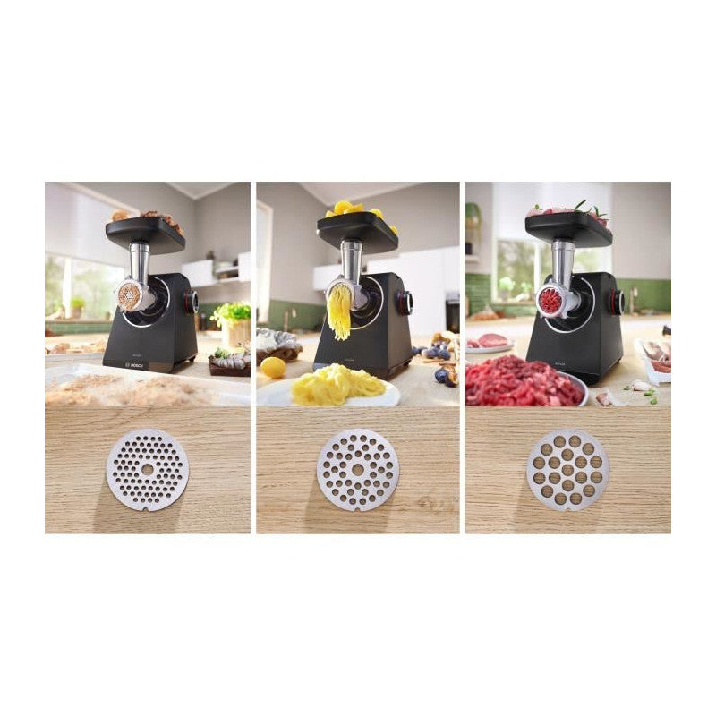 Hachoir A Viande Série 4 -   - Mfws430b - 3 Grilles De Hachoir - Marche Arriere - Noir Bosch