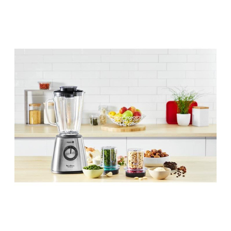 Moulinex blender mixeur, puissance 800 w, lames inox, 5 vitesses, bol verre thermique 1,75 l Seb