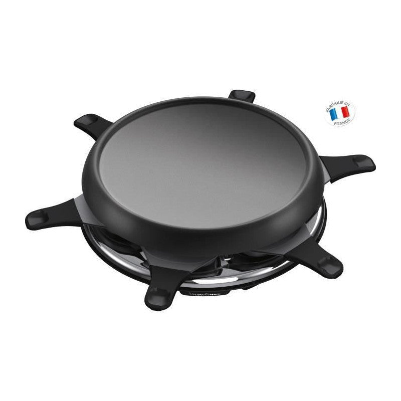 Re151812  Appareil A Raclette Multifonctions  Plancha Et Crepes 6 Personnes Noir Moulinex