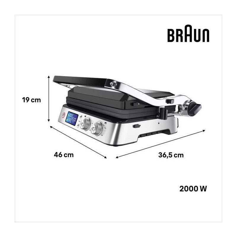 Grill Multifonctions -   - Multi Grill 9 - 2000 W - 3 Positions De Chauffe - Noir / Acier Braun