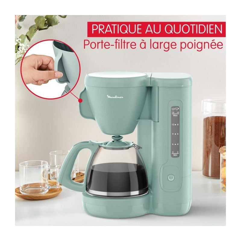 Cafetiere Filtre 1.25l, Réservoir Frontal, Porte-filtre Pivotant, Systeme Anti-gouttes, Maintien Au Chaud, Morning Fg2 Moulinex