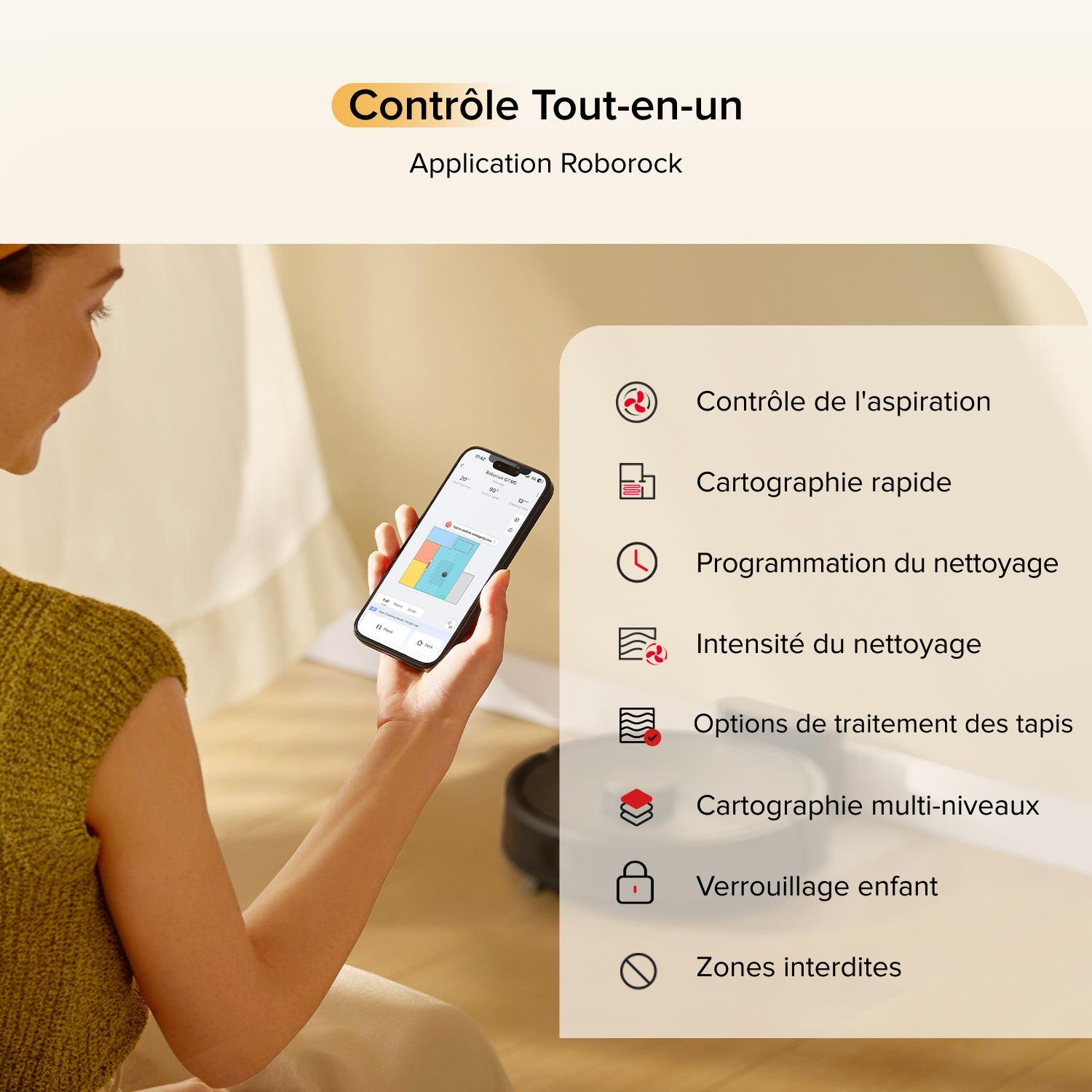 Roborock Q7 M5 Aspirateur Robot – Station de Vidange Automatique, Contrôle via Appli, Nettoyage Programmable, Cartographie Multi-Étages