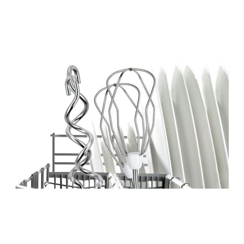 Batteur Ergomixx 450 W -   Mfq36400 Blanc/gris - 5 Vitesses+turbo - 2 Fouets Inox - 2 Crochets Pétrisseurs Inox - Bosch