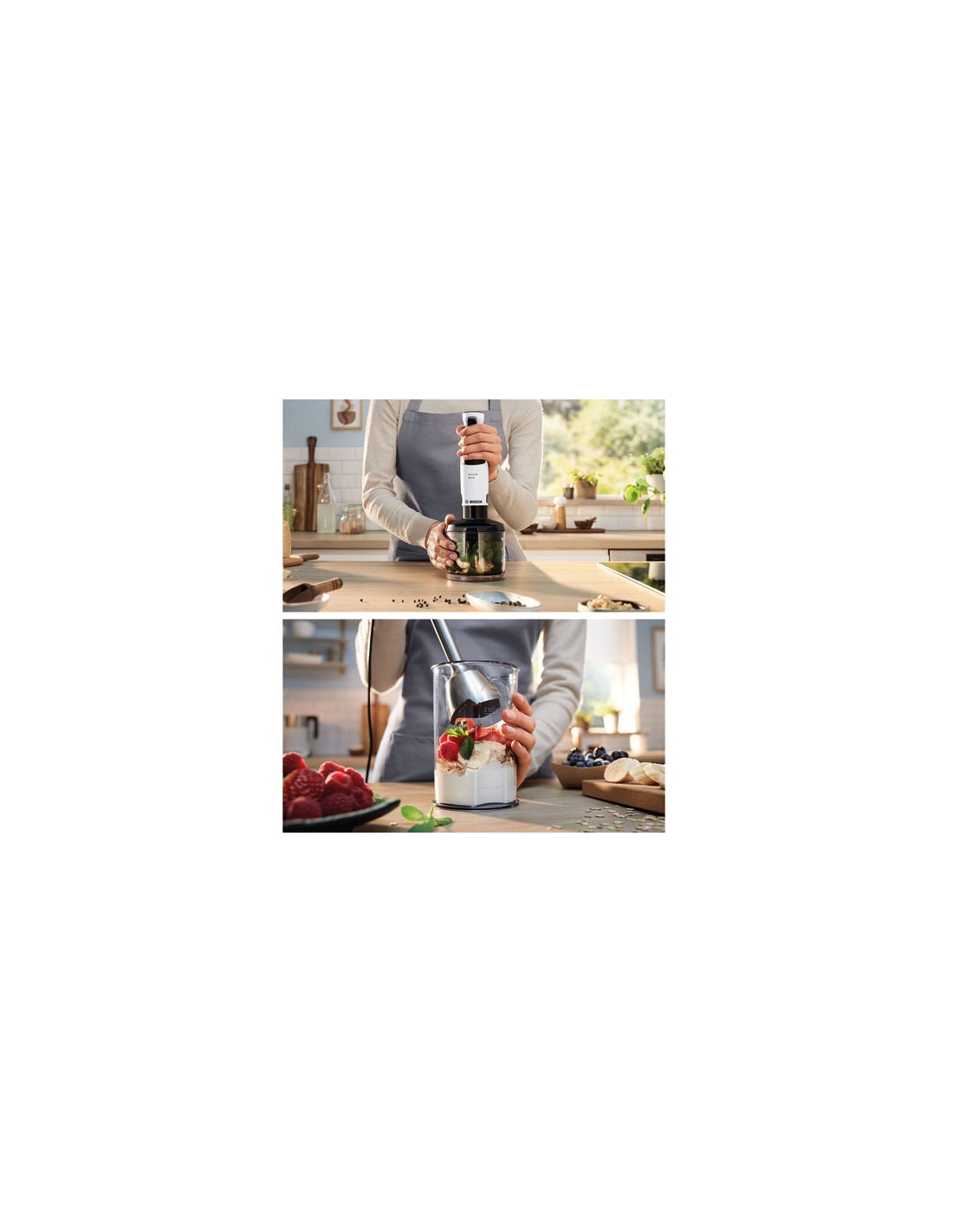 Mixeur Plongeant 600 W - Quattroblade - Vit. Dynamique - Mixeur Inox - Hachoir - Fouet - Bol Doseur - Blanc - Bsh Bosch