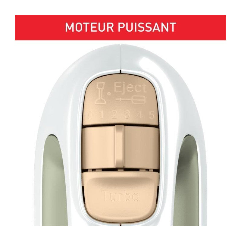 Robot Pâtissier, Batteur A Main, 500w, 5 Vitesses, Bol 2,5l, 2 Fouets + 2 Crochets-pétrin, Prep'mix+ Ht464010 Moulinex