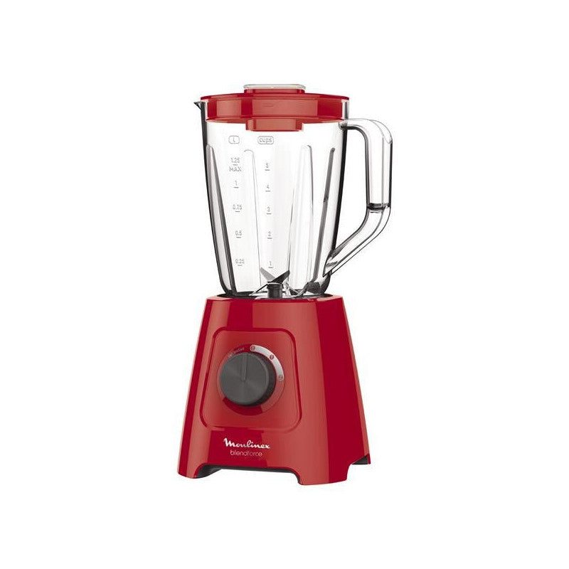 Moulinex blender électrique, mixeur, 600 w, bo1,25 l, 5 programmes, 4 lames amovibles, smoothies, glace pilée Moulinex