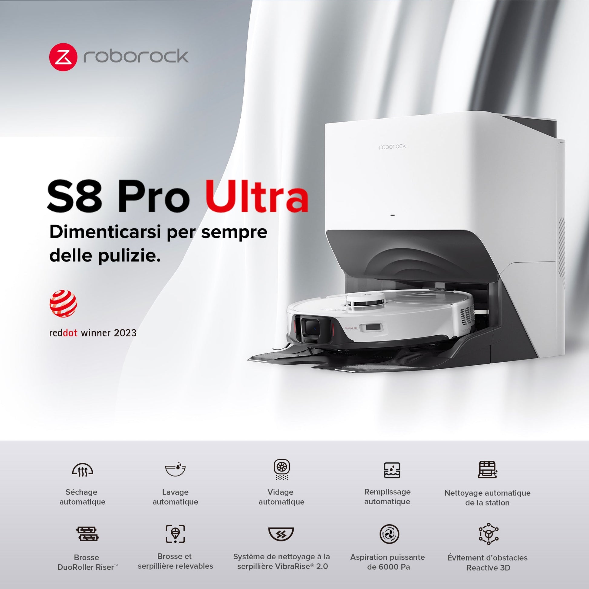 Aspirateur robot Roborock S8 Pro Ultra avec RockDock® Ultra