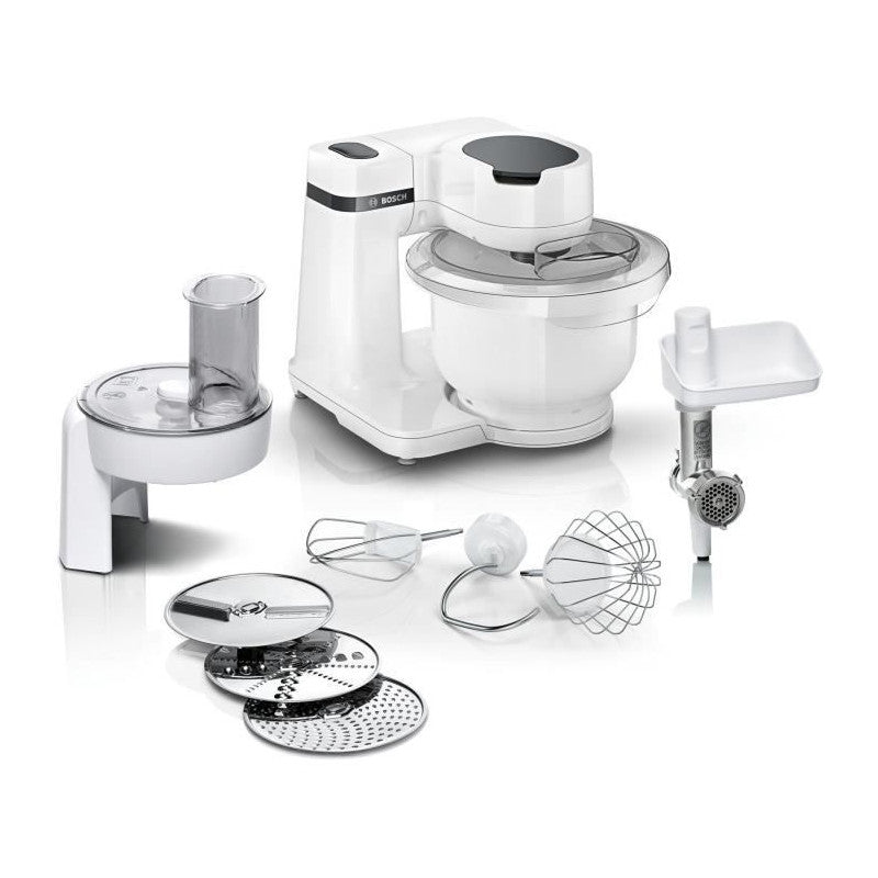 Robot Pâtissier   Serie 2 - 700 W - 4 Vitesses - 3,8 L - 3 Disques - Hachoir A Viande - Blanc Bosch