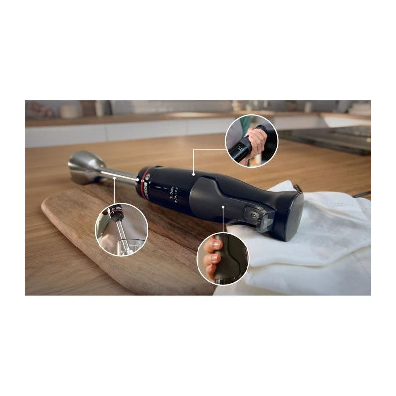 Mixeur Plongeant -   - Msm4b621 - 1000 W - 4 Lames Aiguiseés - Bol Mélangeur - Mini Hachoir - Fouet - Engrenage Céramique Bosch