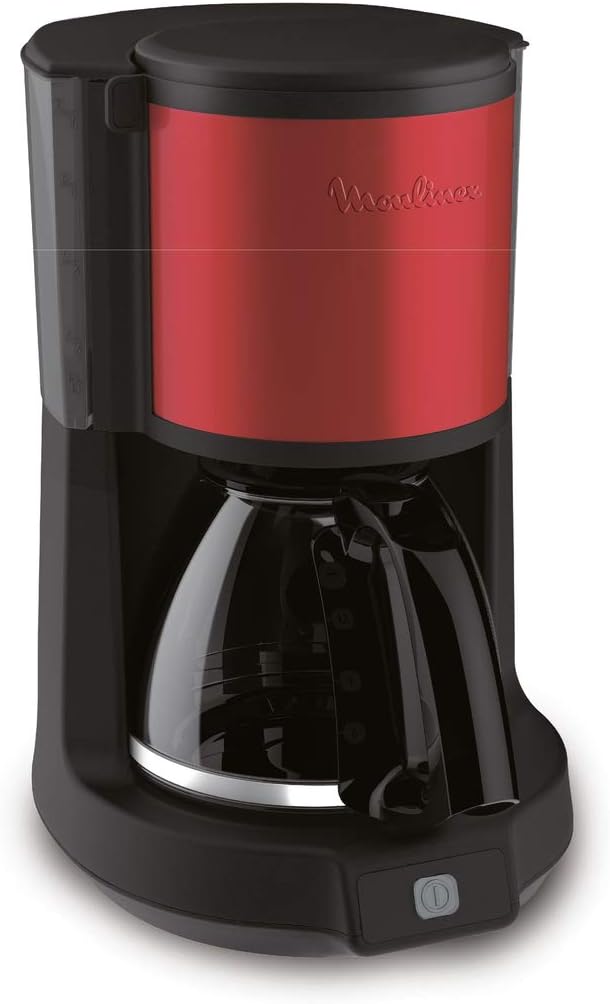 cafetière électrique de 1,25L pour 15 tasses 1000W rouge noir Moulinex