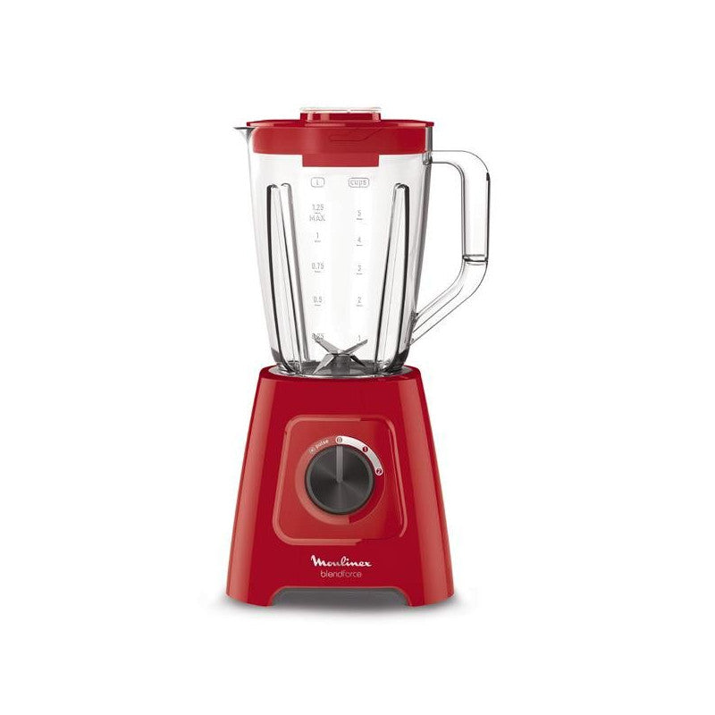 Moulinex blender électrique, mixeur, 600 w, bo1,25 l, 5 programmes, 4 lames amovibles, smoothies, glace pilée Moulinex