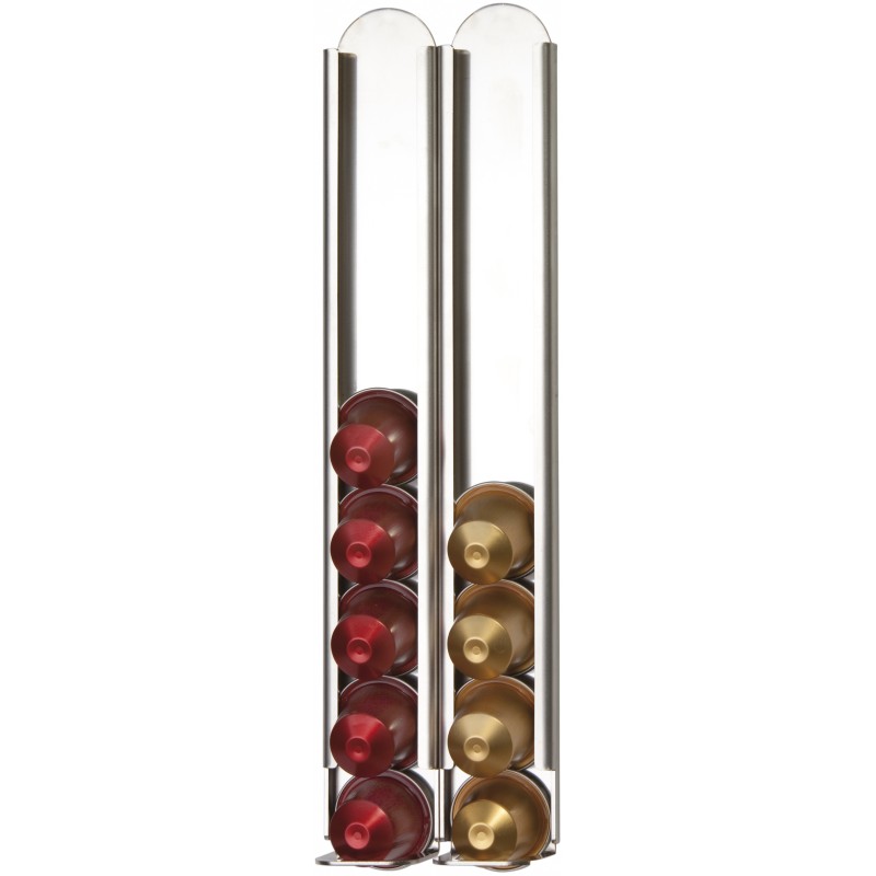 Lot de 2 supports muraux compatibles avec les capsules de café Nespresso, acier inoxydable, KAPSULAS Don Hierro