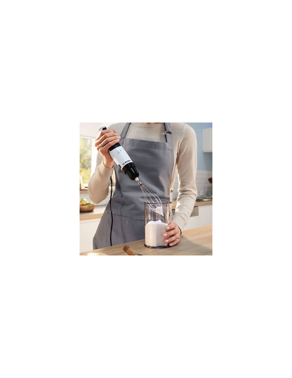 Mixeur Plongeant 600 W - Quattroblade - Vit. Dynamique - Mixeur Inox - Hachoir - Fouet - Bol Doseur - Blanc - Bsh Bosch