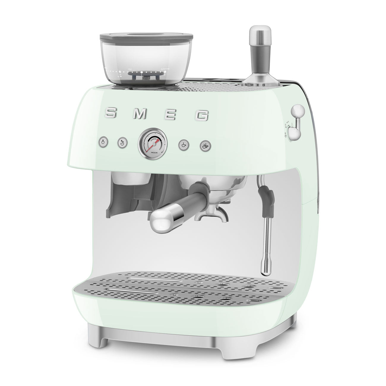 Espresso coffee machine Retro-style Pastel green Glossy