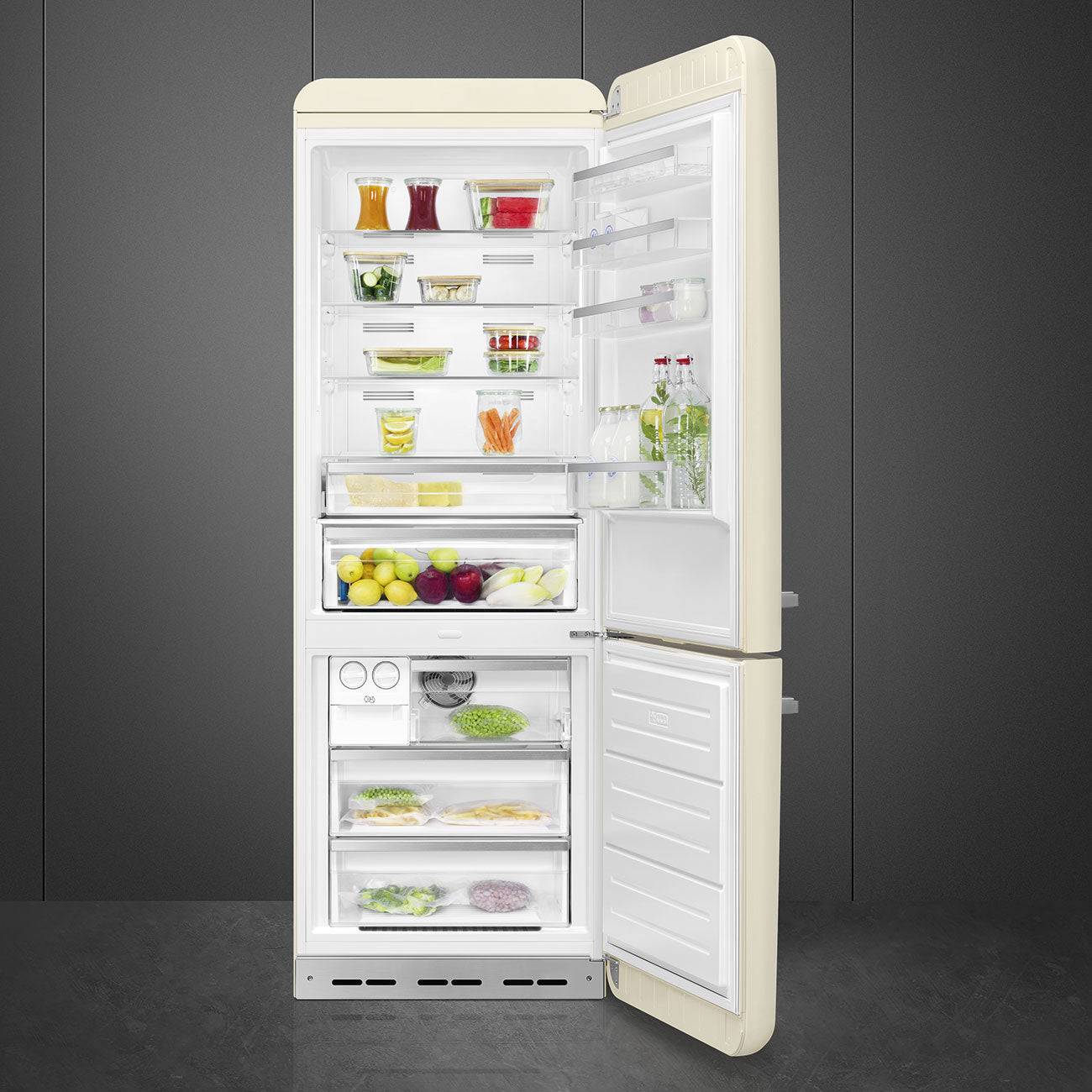 Refrigerator Retro-style Cream Glossy