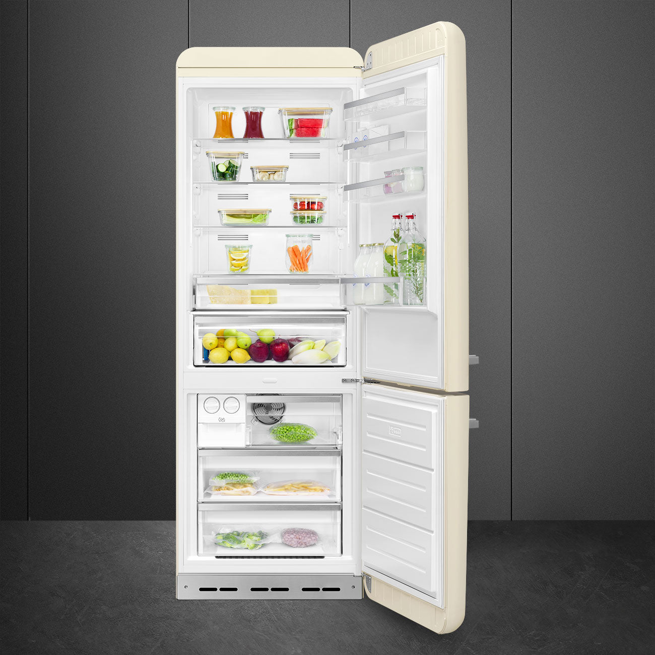 Refrigerator Retro-style Cream Glossy