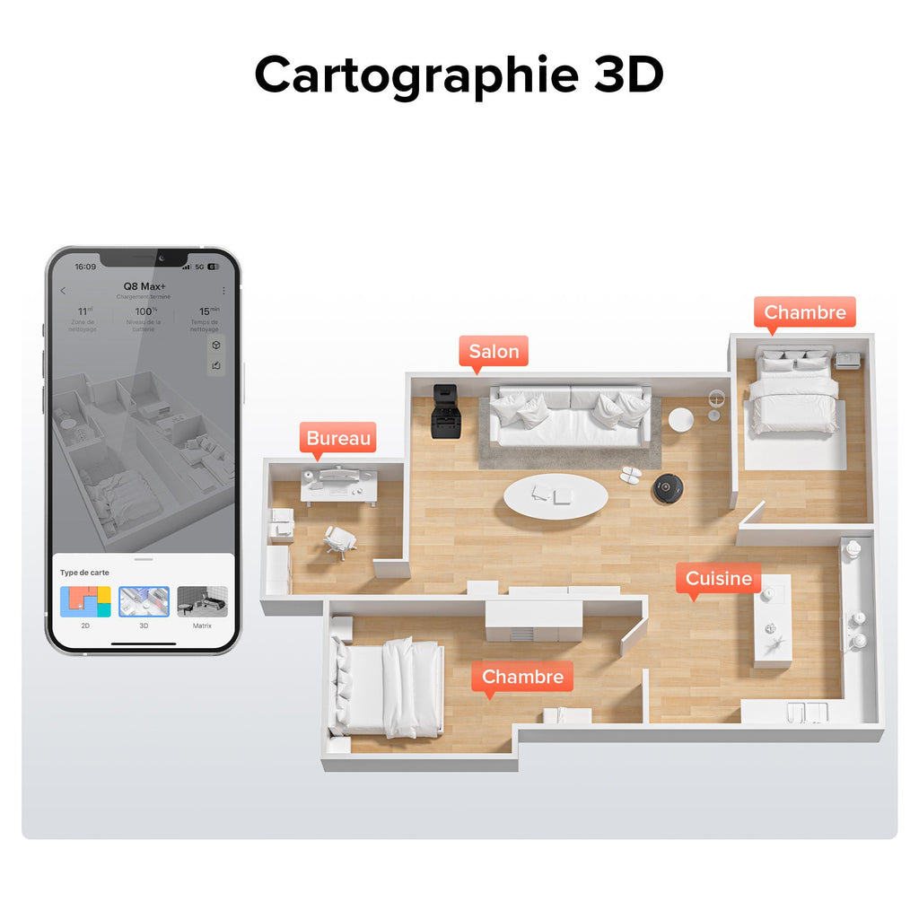 Roborock Q8 Max+ robot aspirateur avec station de vidage automatique