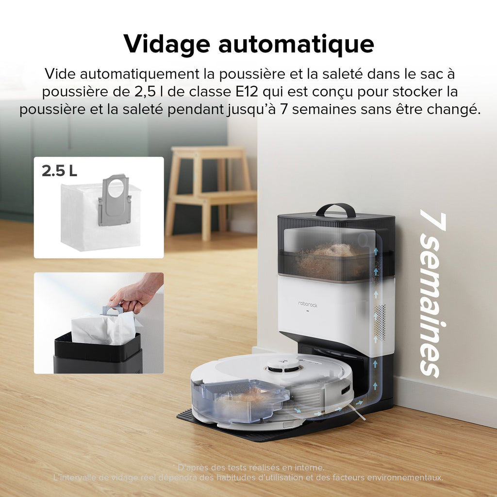 Roborock Q8 Max+ robot aspirateur avec station de vidage automatique