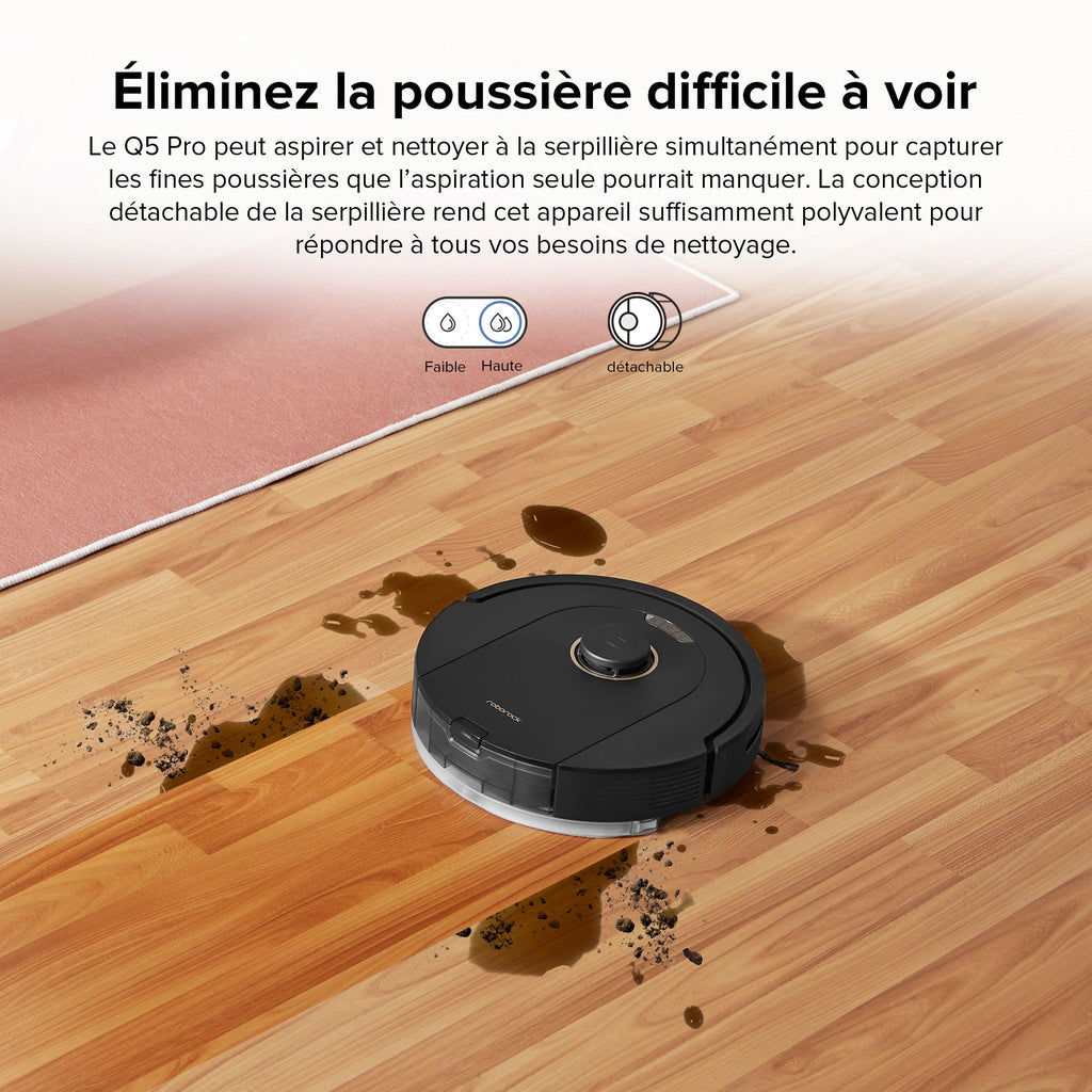 Roborock Q5 Pro+ robot aspirateur avec station de vidage automatique