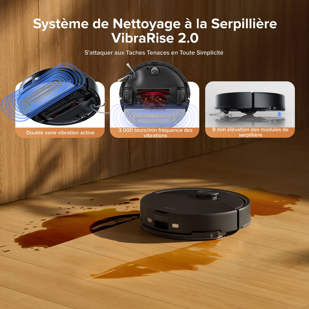 Roborock Q10 S5+ Set robot aspirateur laveur de VibraRise 2.0 avec avec station de vidage automatique