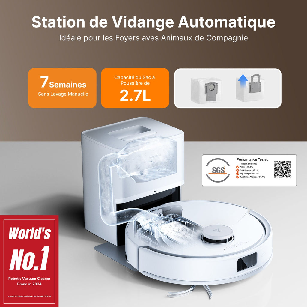 Roborock Q10 X5+ robot aspirateur avec station de vidage automatique