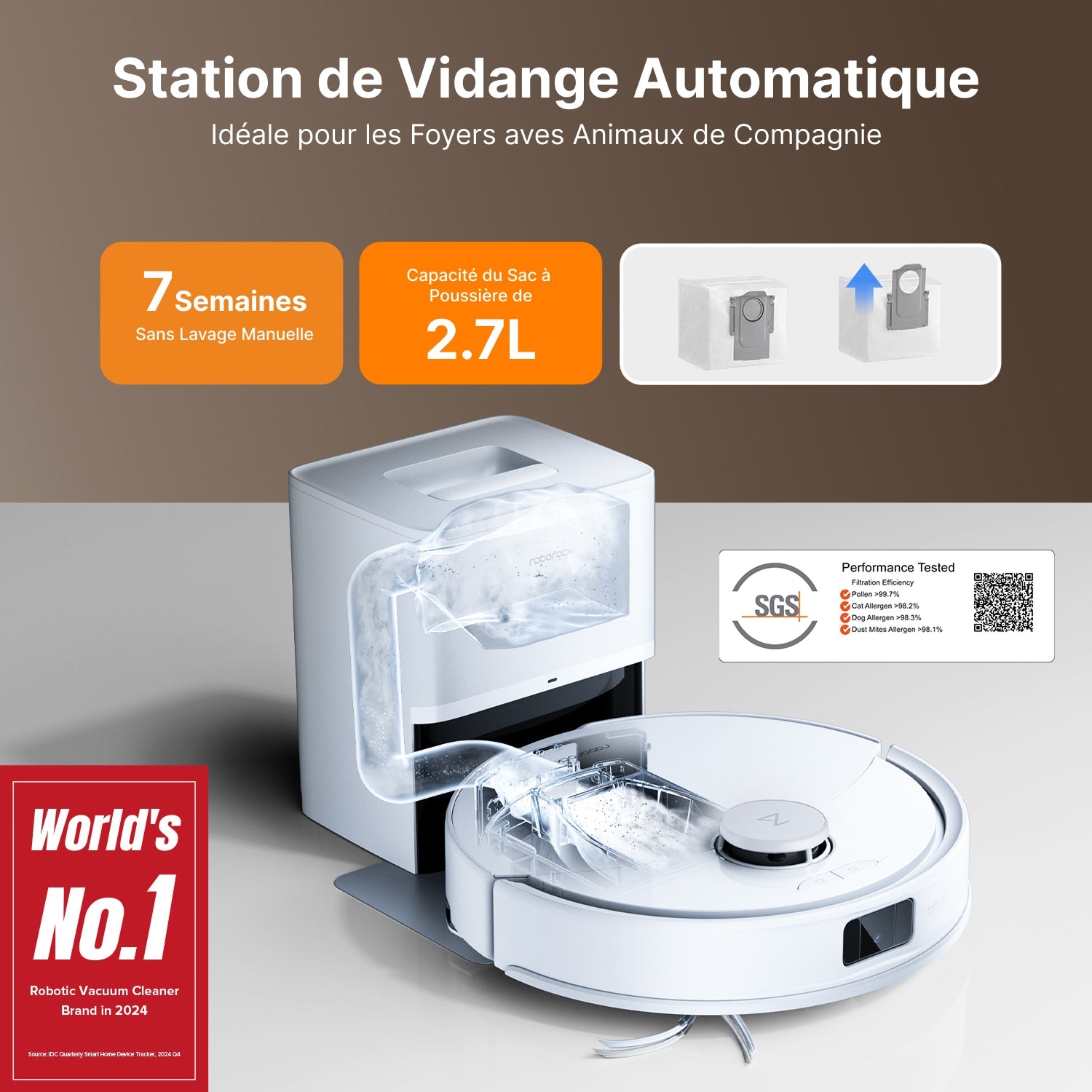 Roborock Q10 X5+ robot aspirateur avec station de vidage automatique