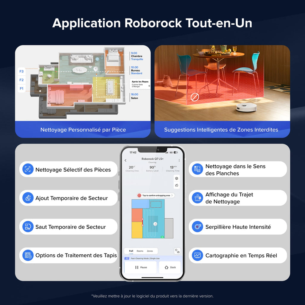Roborock Q7 L5+ robot aspirateur avec station de vidage automatique