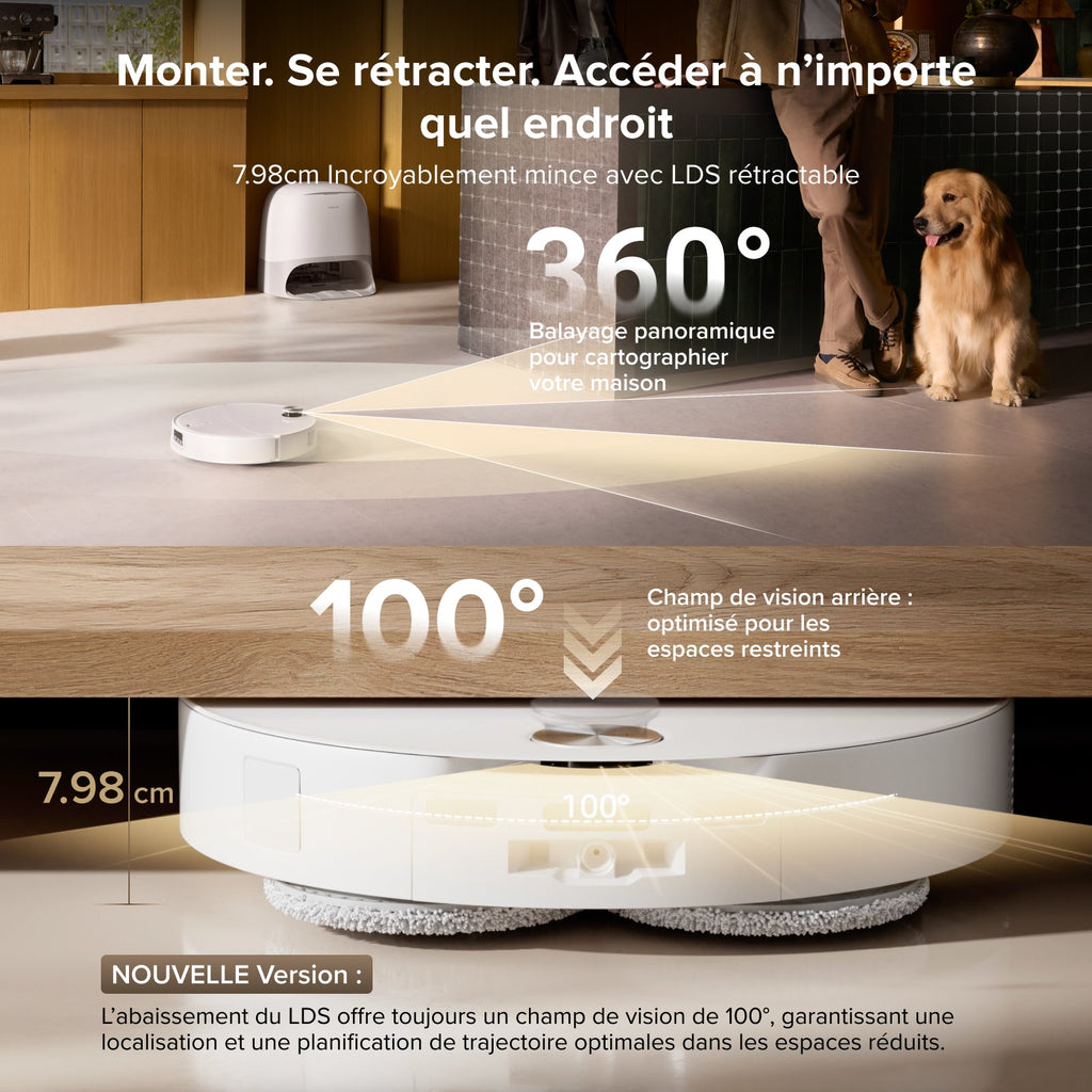 Roborock Qrevo CurvX robot aspirateur laveur ultrafin 7,98 cm avec puissante de 22 000 Pa