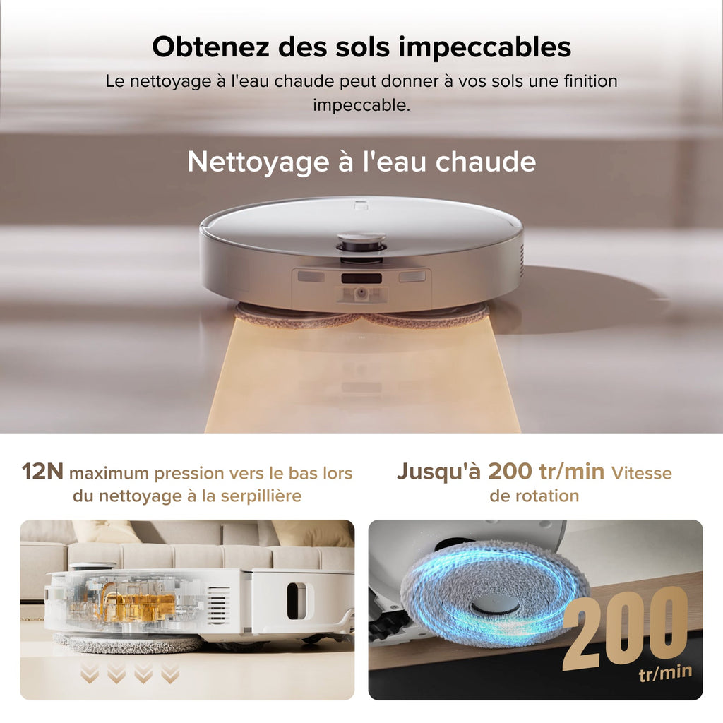 Roborock Qrevo CurvX robot aspirateur laveur ultrafin 7,98 cm avec puissante de 22 000 Pa