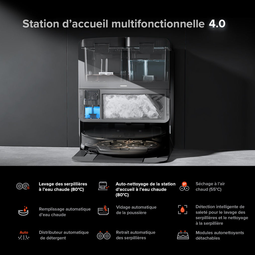 Roborock Saros 10R robot aspirateur laveur avec station d’accueil multifonctionnelle 4.0