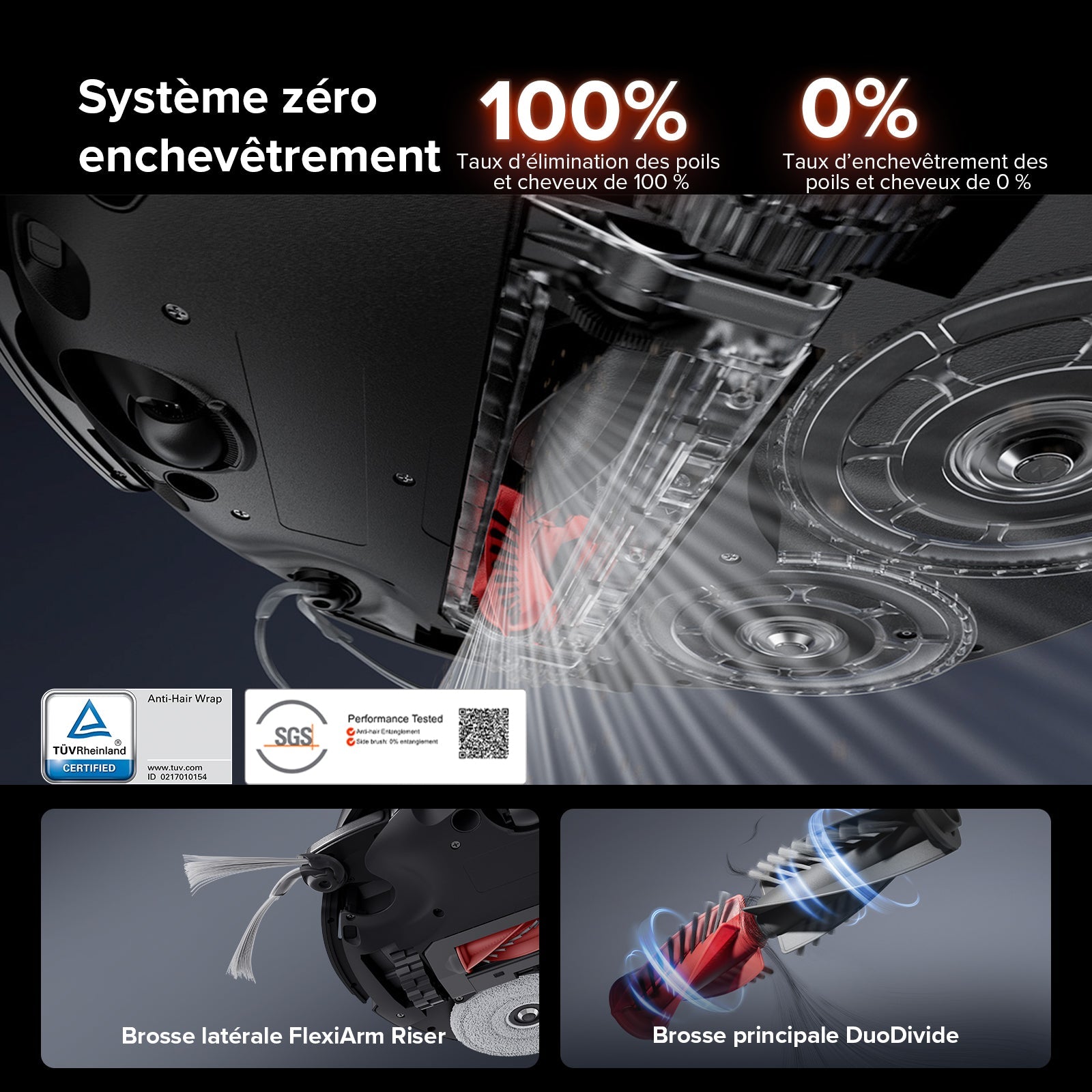 Roborock Saros 10R Aspirateur Robot – Système Double Anti-Enchevêtrement, Zéro Cheveux Coincés, Idéal pour les Tapis