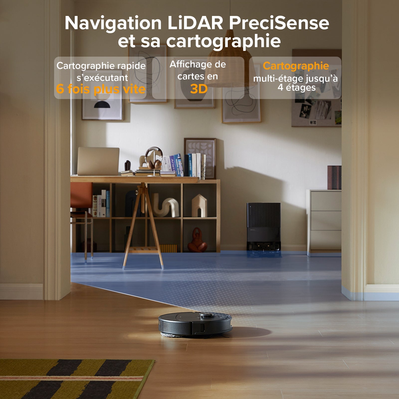 Roborock QV 35A Set Aspirateur Robot et Laveur – Station Multifonction, Nettoyage Personnalisé, Cartographie Multi-Étages