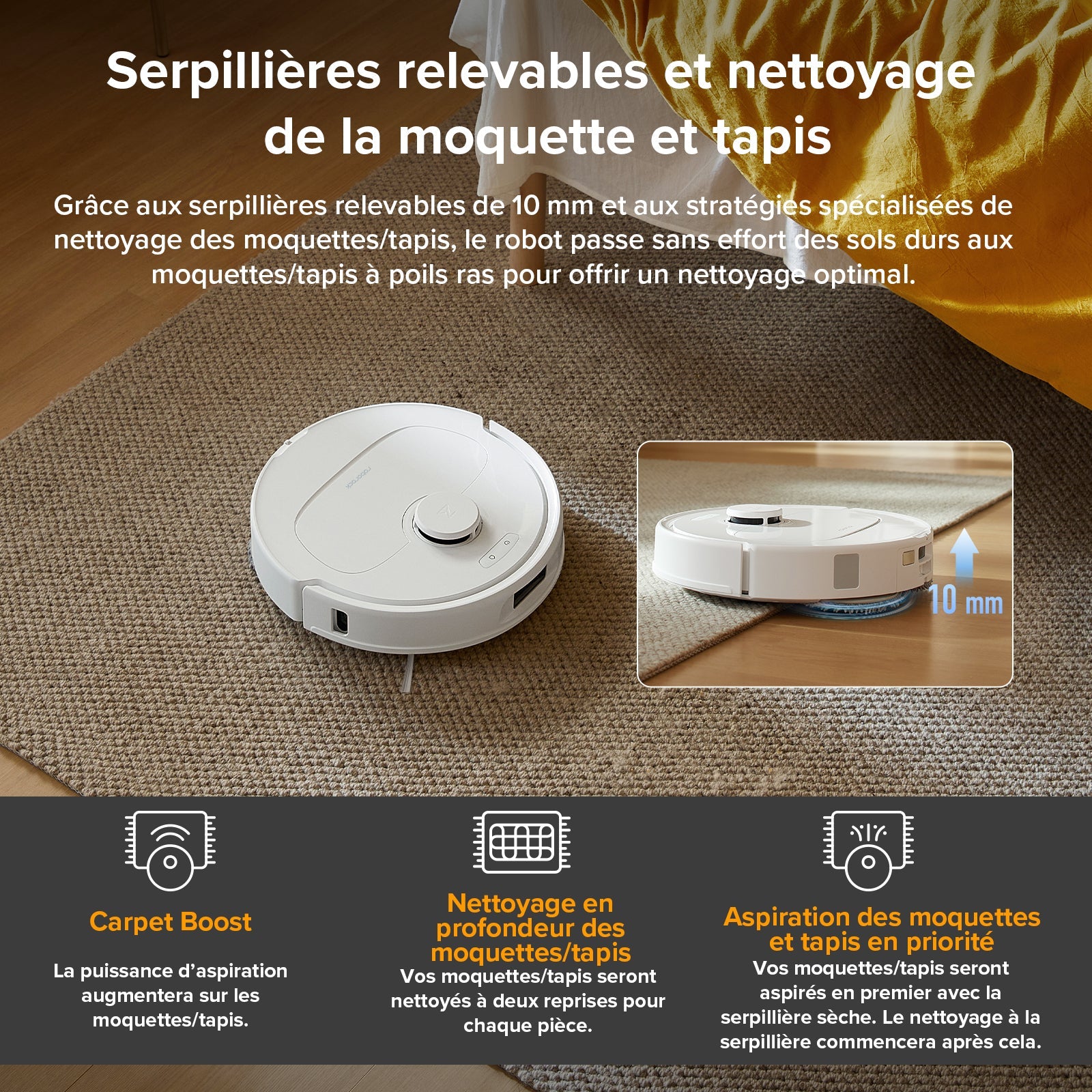 Roborock QV 35A Set Aspirateur Robot et Laveur – Station Multifonction, Nettoyage Personnalisé, Cartographie Multi-Étages