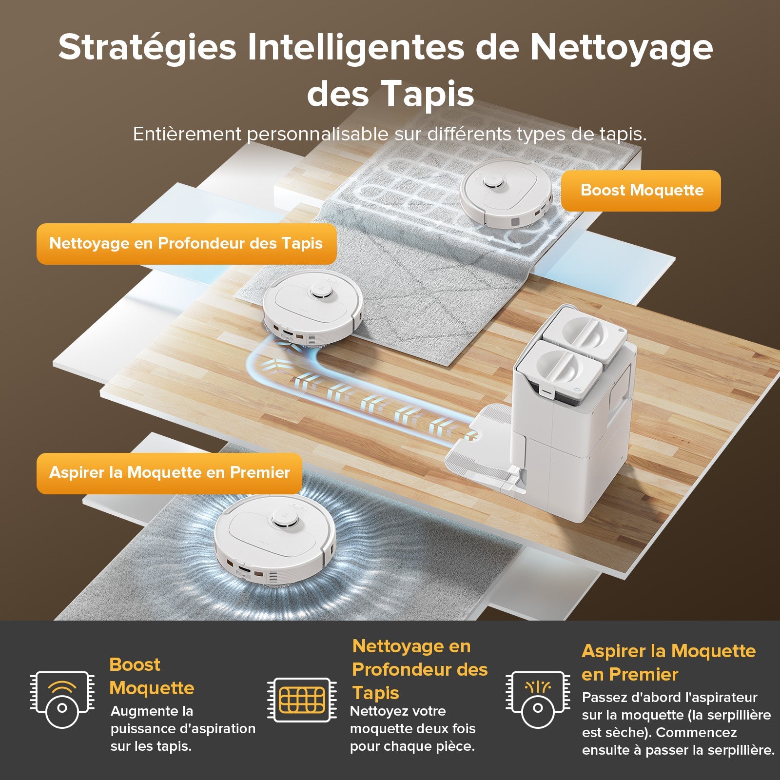 Roborock QV 35S robot aspirateur laveur avec station d’accueil multifonctionnelle