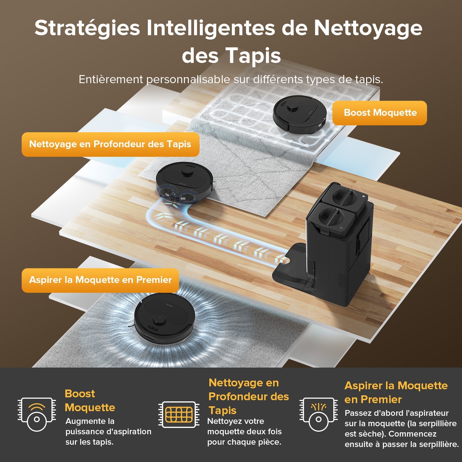 Roborock QV 35S robot aspirateur laveur avec station d’accueil multifonctionnelle