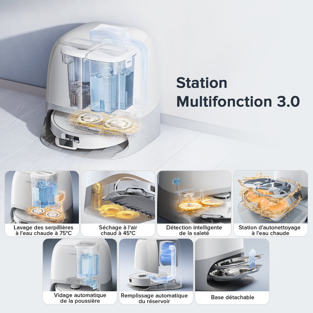 Roborock Qrevo Curv S5X robot aspirateur laveur avec station d’accueil multifonctionnelle 3.0