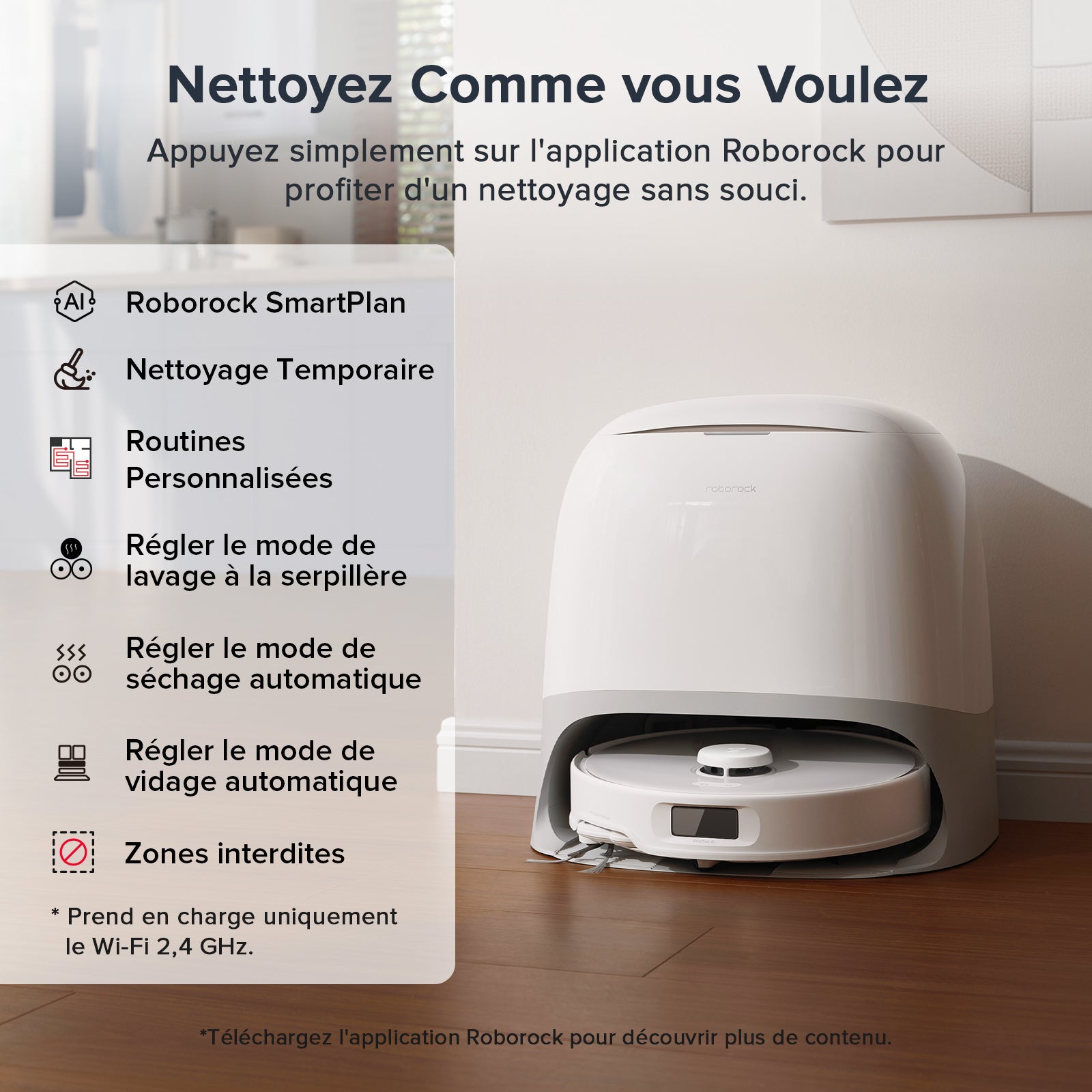 Roborock Qrevo Curv S5X robot aspirateur laveur avec station d’accueil multifonctionnelle 3.0