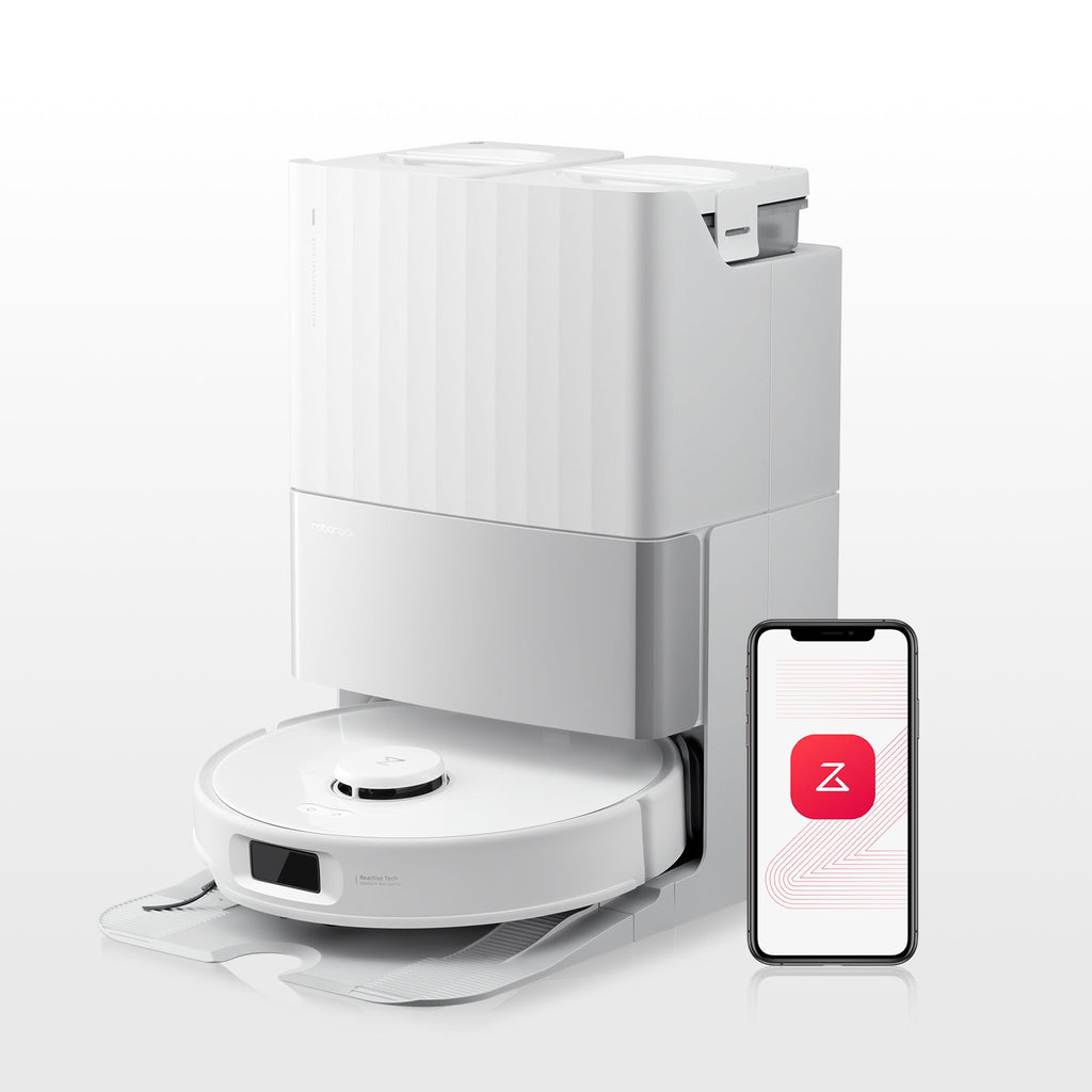 Roborock Qrevo Edge S5A Aspirateur Robot – Station de Lavage Automatique, Patins Rotatifs Relevables, Idéal pour Tapis